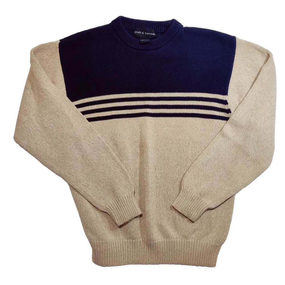 Vintage 90's Croft & Barrow 100% Cotton Knit Band Sweater Size S Long Sleeve